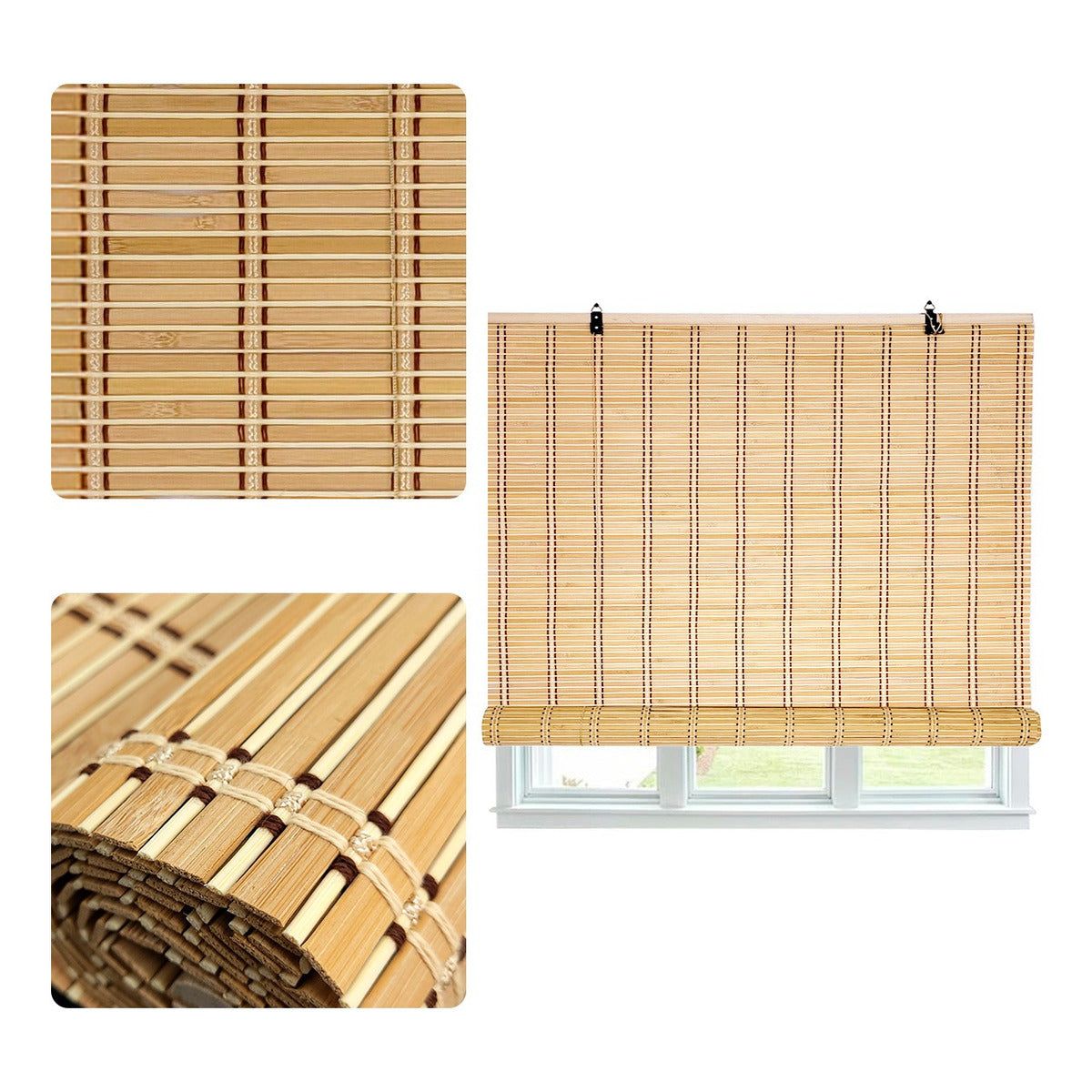 HOMEBRANDT - Cortina Bambú Persiana 90x150cm Roller Enrollable