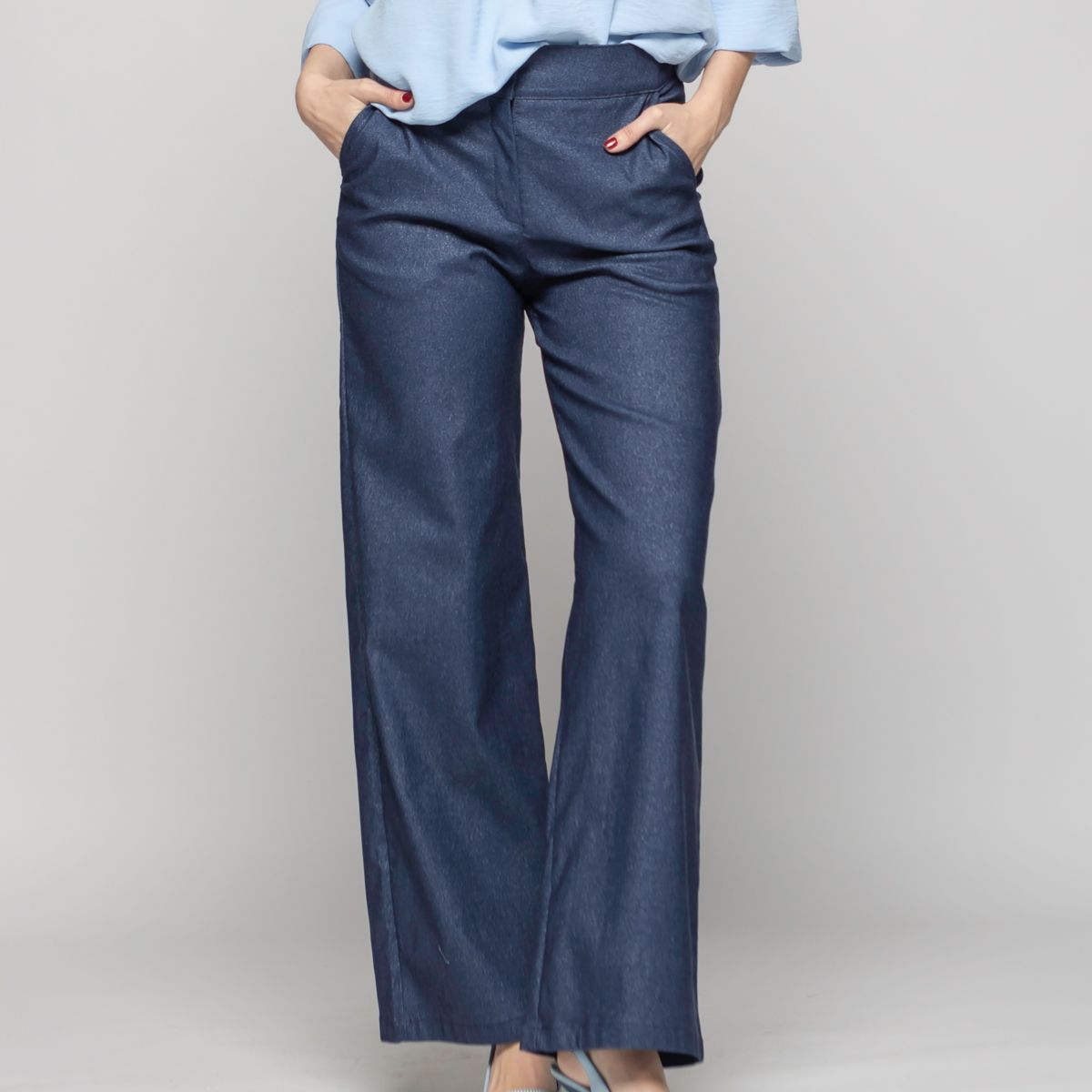 LUDOVICA - Pantalón Mujer Reseda Viscosa Regular Fit Recto Denim Azul