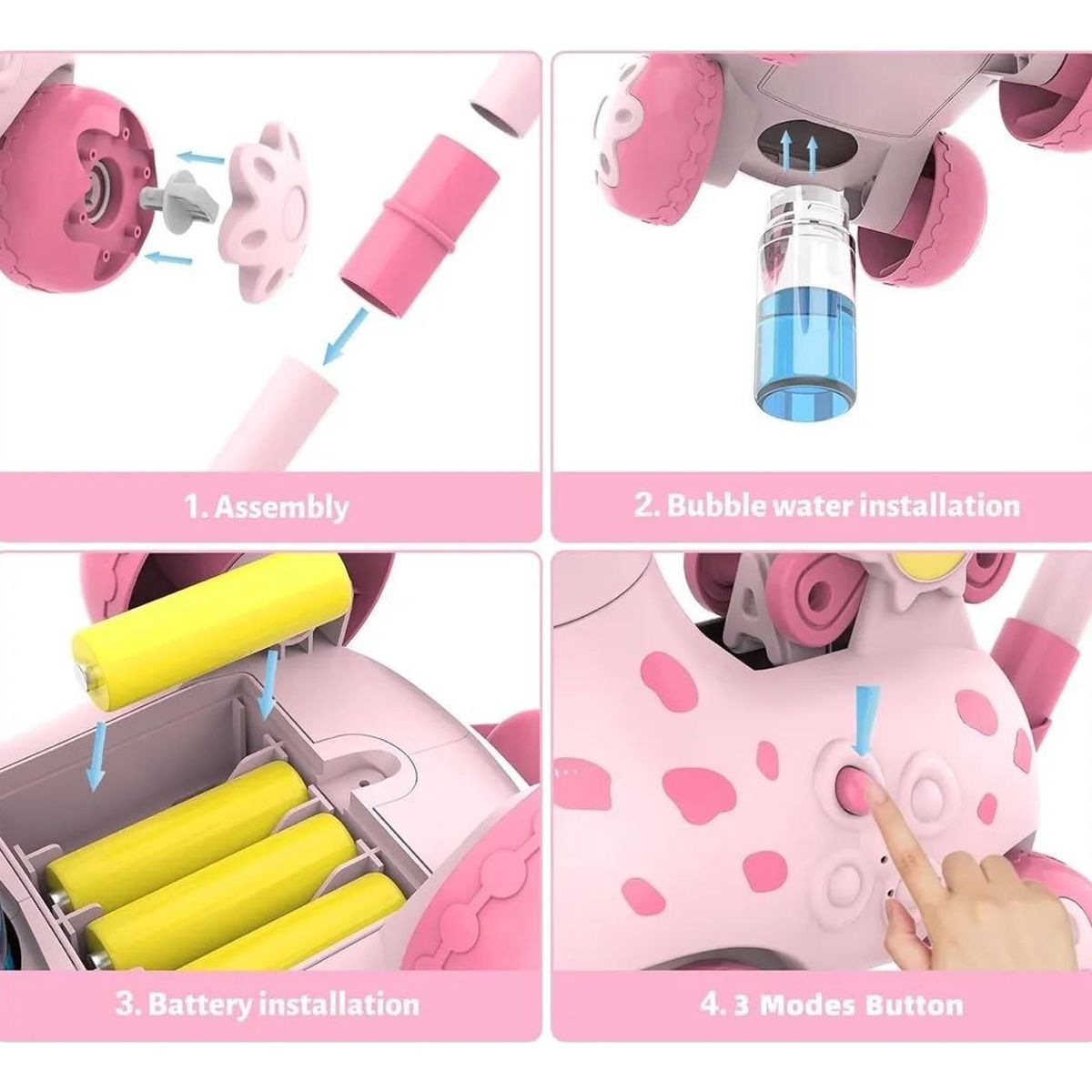 GENERICO - Maquina Burbujas Jirafa De Arrastre Luces Y Sonidos Rosa