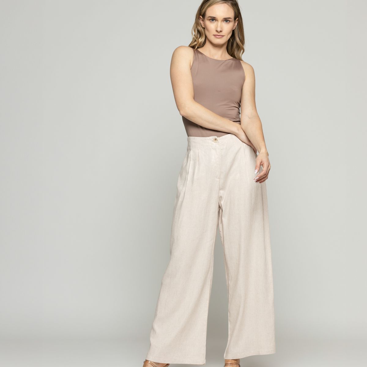 LUDOVICA - Pantalón Mujer Silene Viscosa Con Pinzas Natural Ludovica