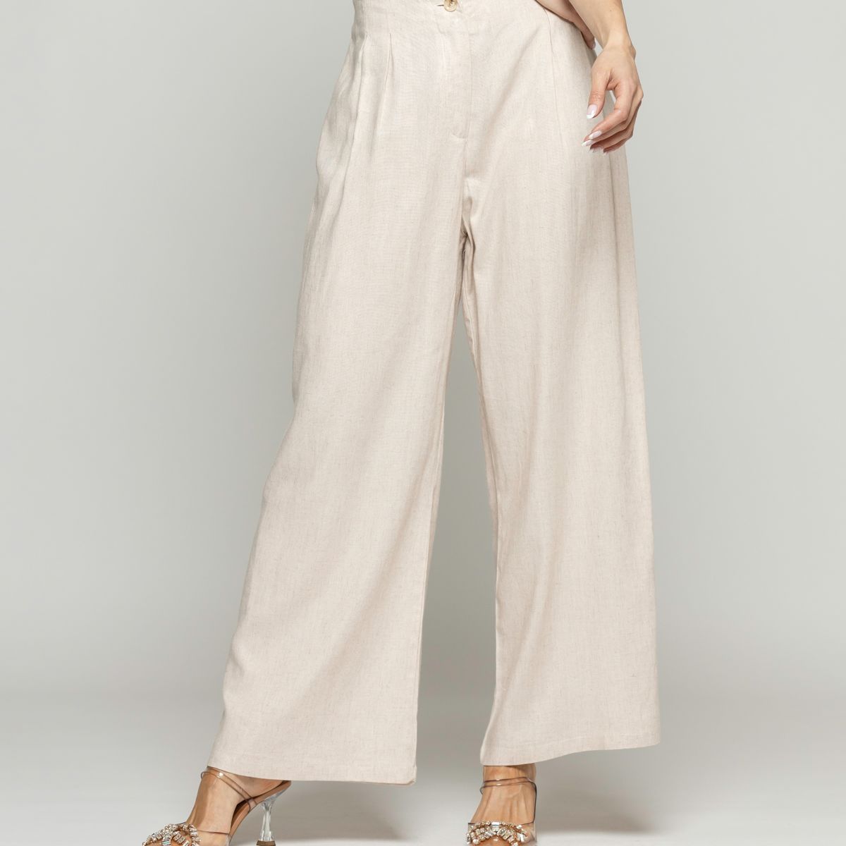 LUDOVICA - Pantalón Mujer Silene Viscosa Con Pinzas Natural Ludovica
