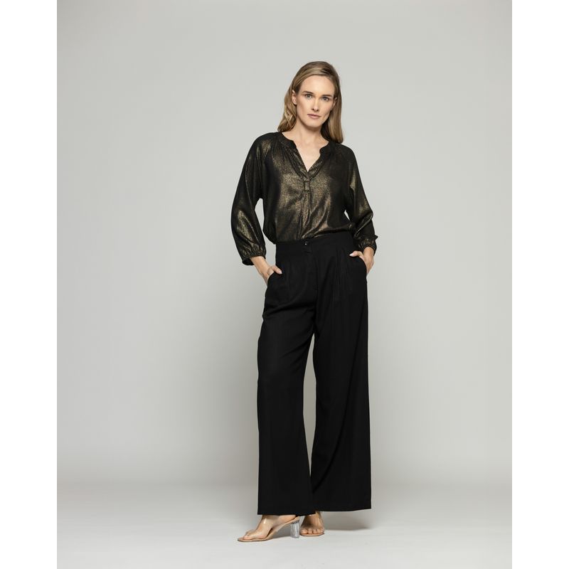 LUDOVICA - Pantalón Mujer Silene Viscosa Con Pinzas Negro