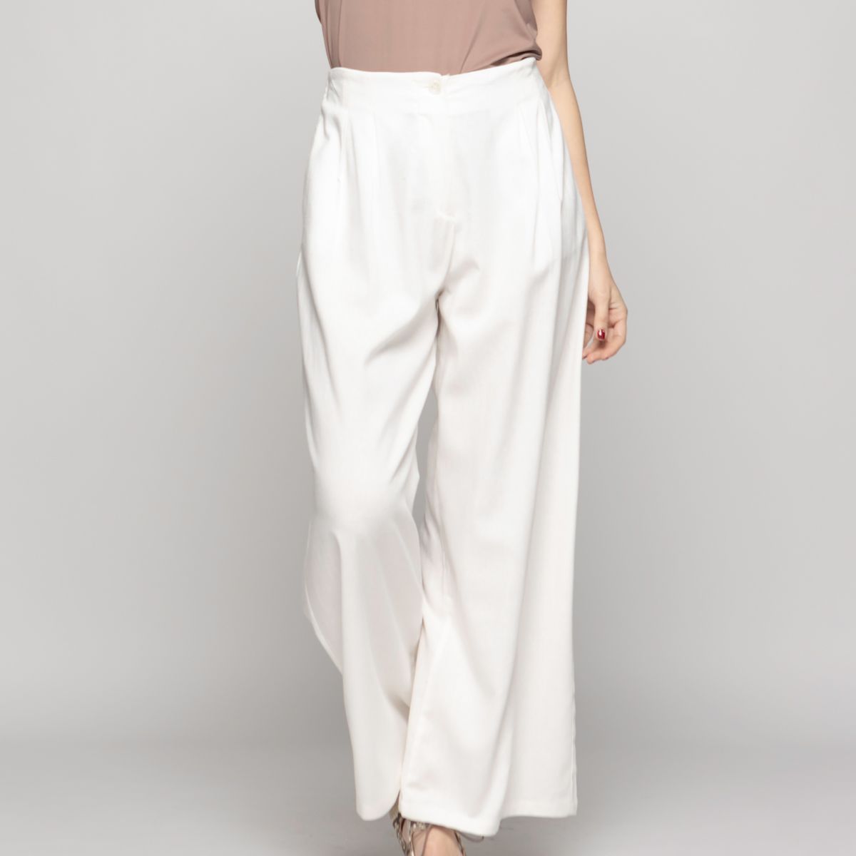 LUDOVICA - Pantalón Mujer Silene Viscosa Con Pinzas Blanco Crudo Ludovica