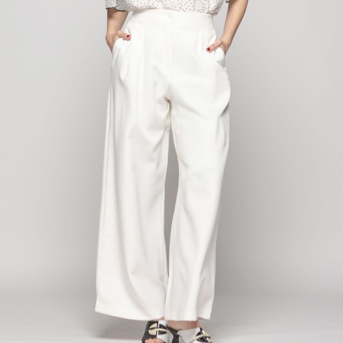 LUDOVICA - Pantalón Mujer Tulipan Con Pinzas Blanco Crudo