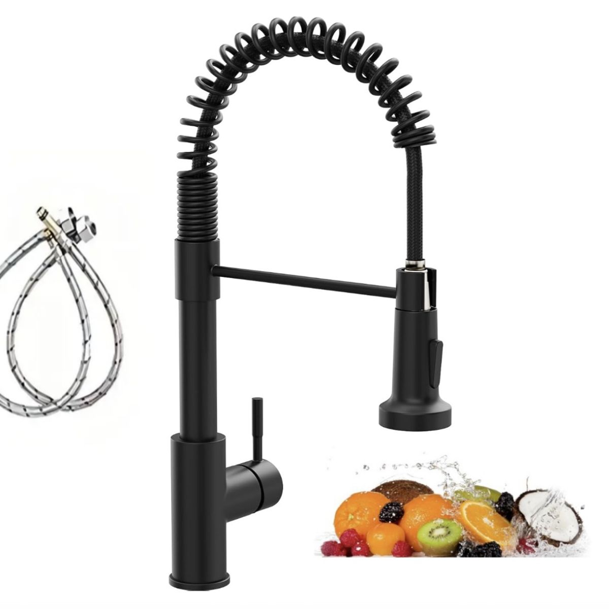 GENERICO - Llave Monomando Lavaplatos Cocina Grifo Flexible NEGRO