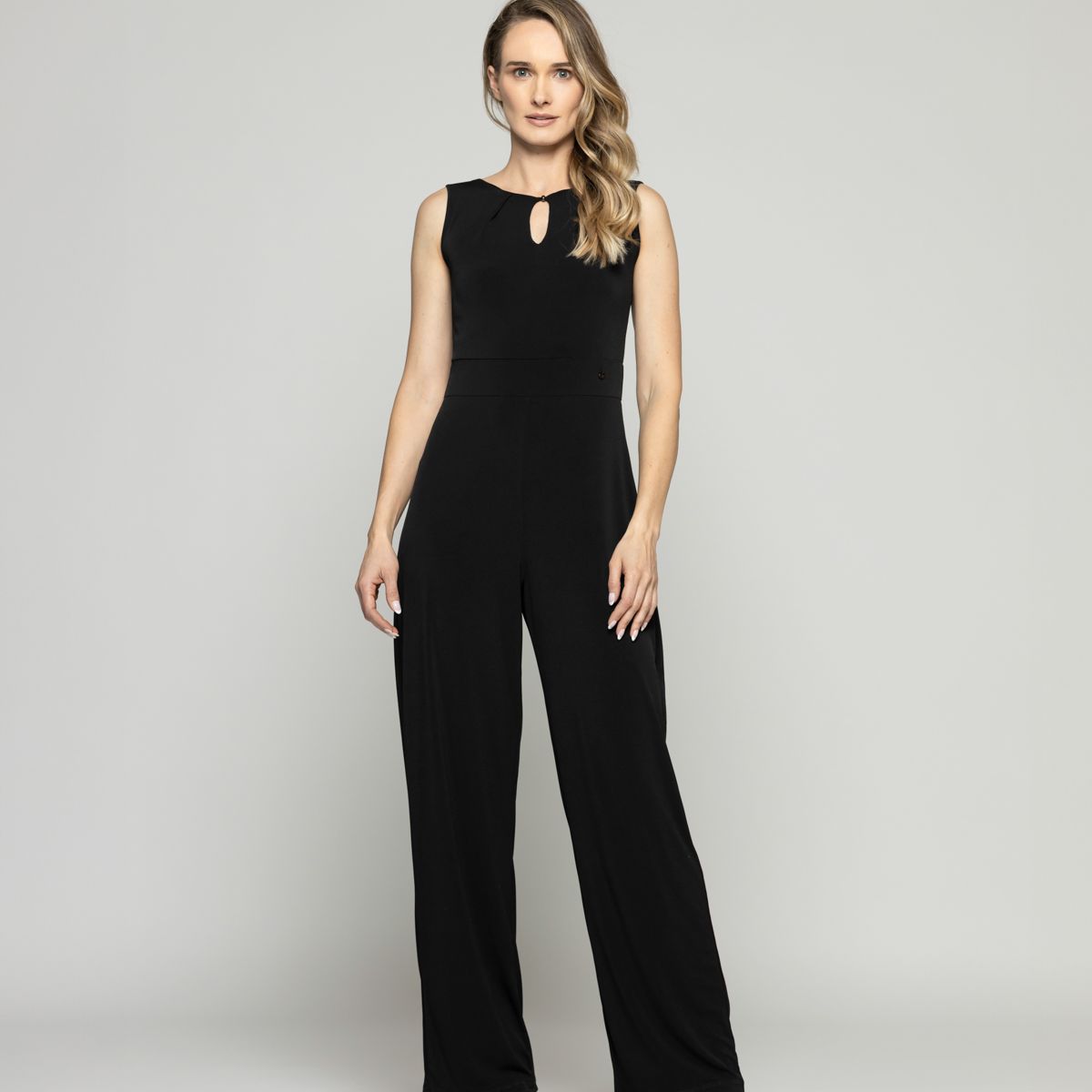 LUDOVICA - Enterito Mujer Alhelí Escote Pliegues Sin Mangas Recto Negro Ludovica