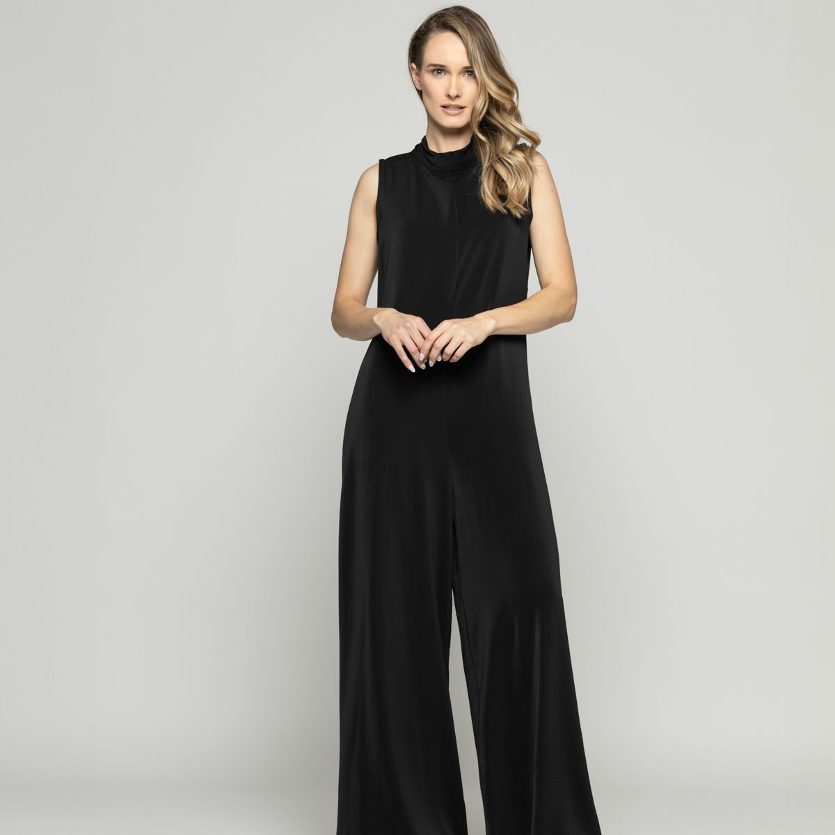 LUDOVICA - Enterito Mujer Azalea Escote Mao Alto Palazzo Negro Ludovica