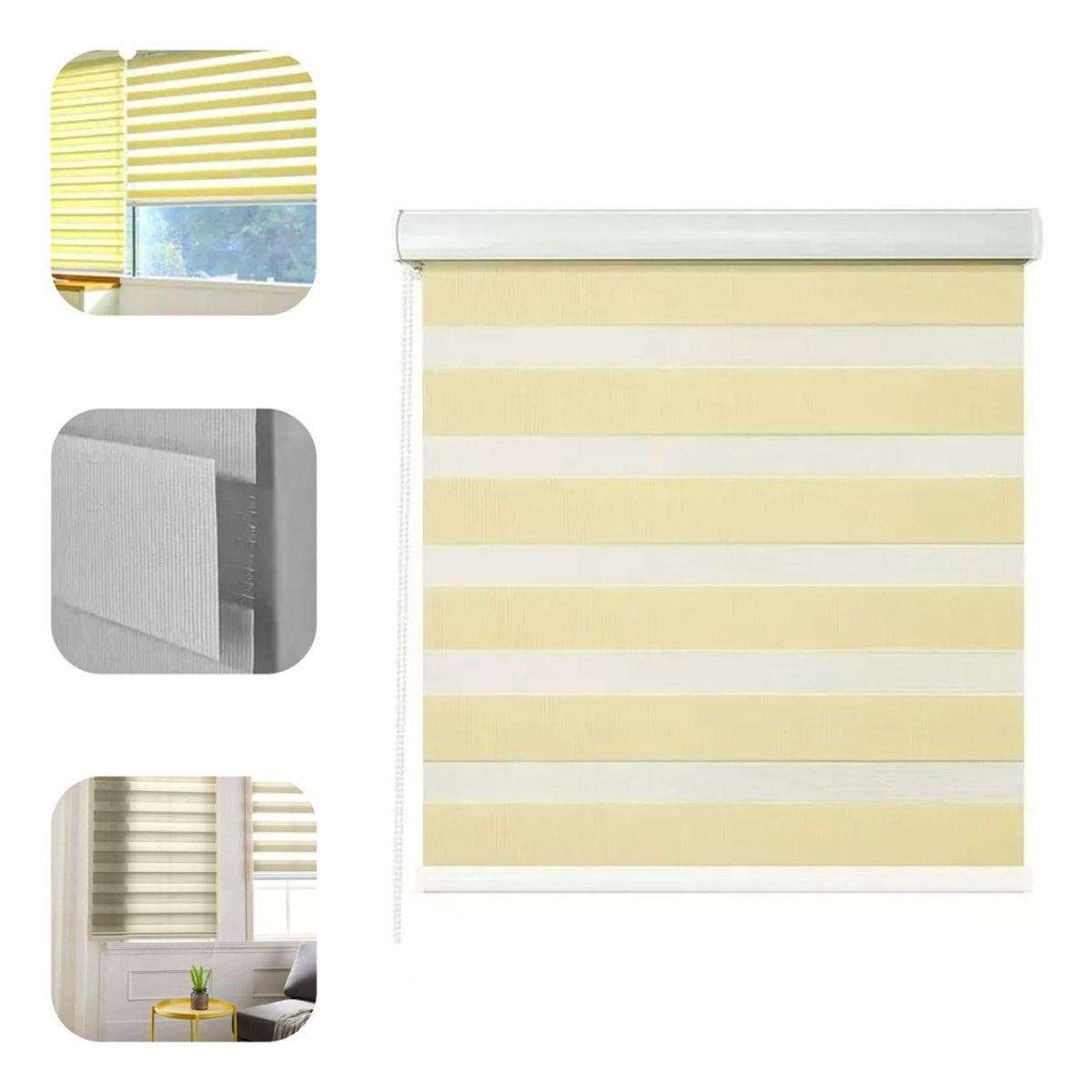 GENERICO - Cortina Roller Duo Zebra Día Noche 80x200cm Beige