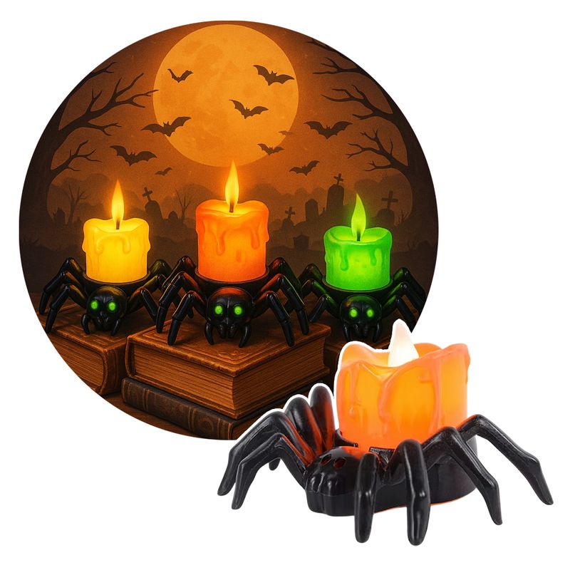 GENERICO - Pack X12 Vela Con Luz Led De Araña Decoración De Halloween