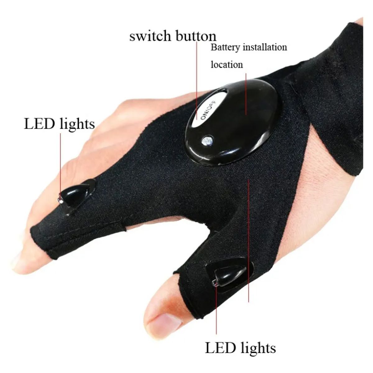 GENERICO - Guantes de Pesca y Multiusos con Luz LED