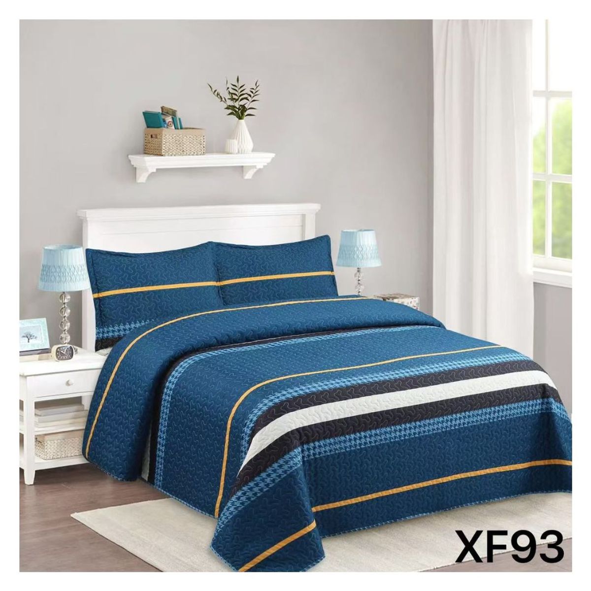 GENERICO - Cubrecama Quilt Verano 1.5 Plazas - Azul Suecia XF93