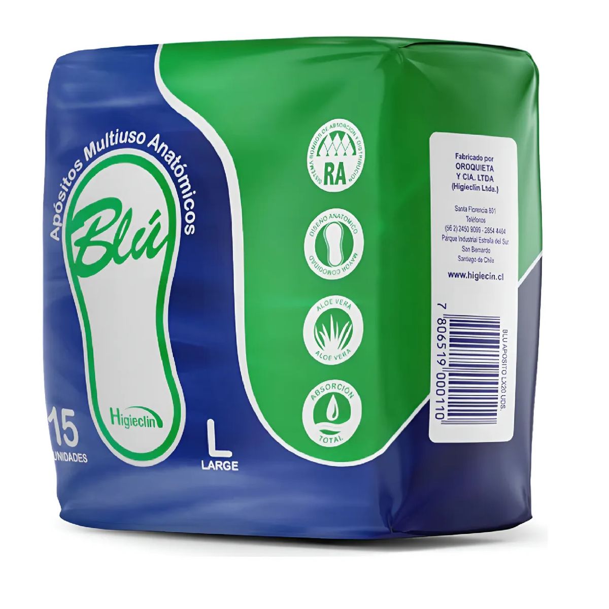 BLU - Aposito Blu L Anatómico X15 - Incontinencia Leve Y Discreta