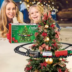 GENERICO - Pista de trenes luces sonido alrededor del arbol