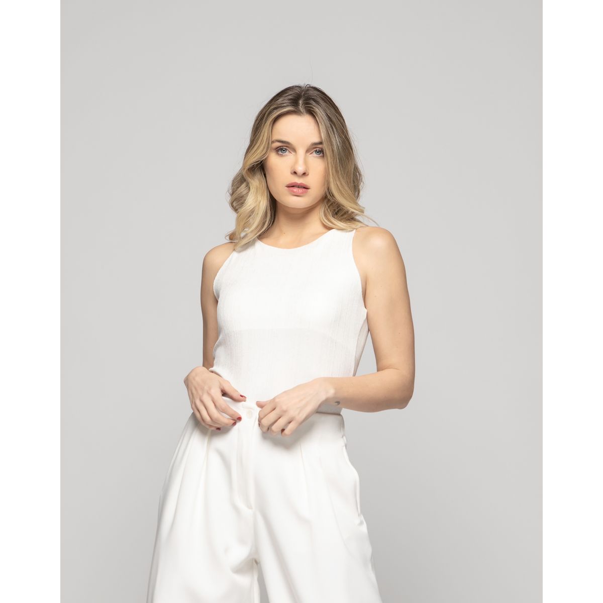 LUDOVICA - Body Mujer Lantana Escote Redondo Sin Mangas Textura Blanco Crudo Ludovica