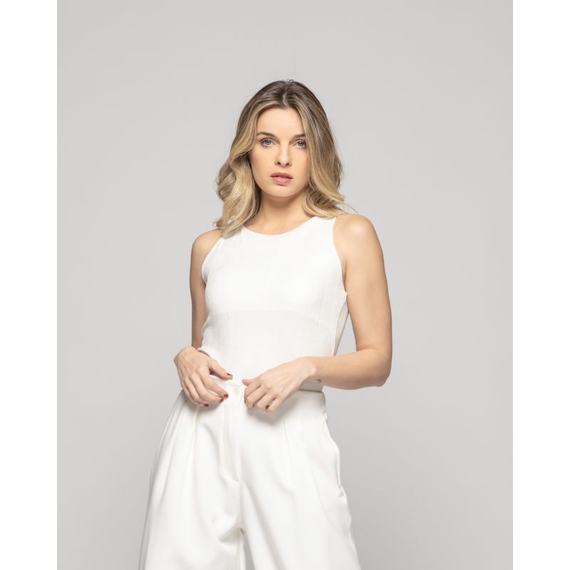 LUDOVICA - Body Mujer Lantana Escote Redondo Sin Mangas Textura Blanco Crudo