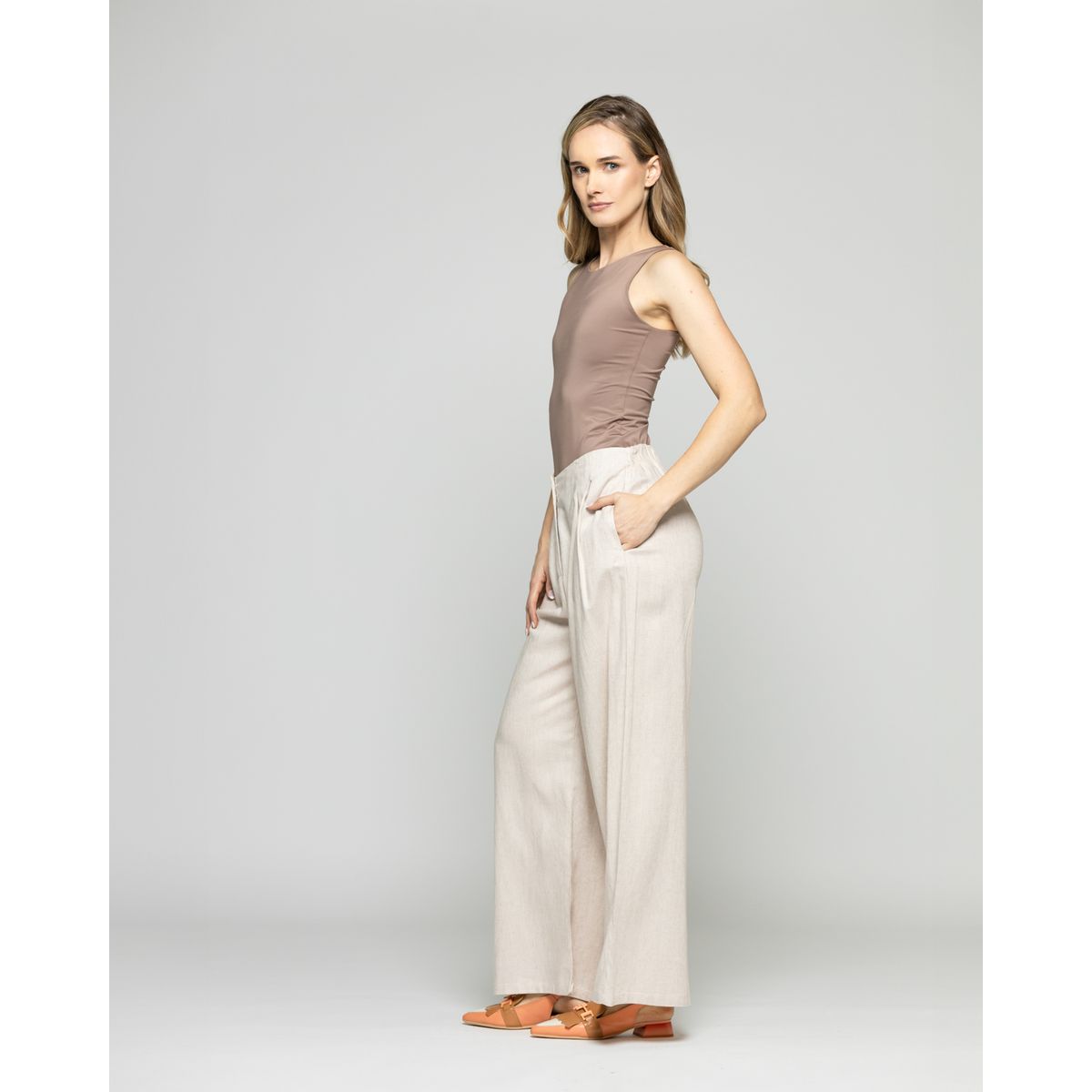 LUDOVICA - Body Mujer Lantana Escote Redondo Sin Mangas Café Moka