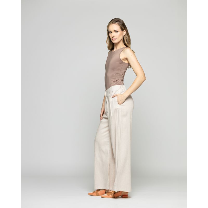 LUDOVICA - Body Mujer Lantana Escote Redondo Sin Mangas Café Moka