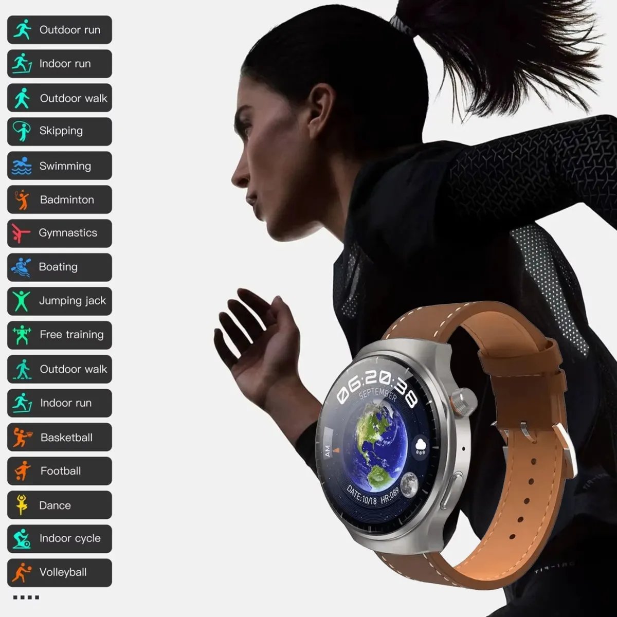 GENERICO - Reloj smartwatch unisex pack + audífonos + correa de cuero extra