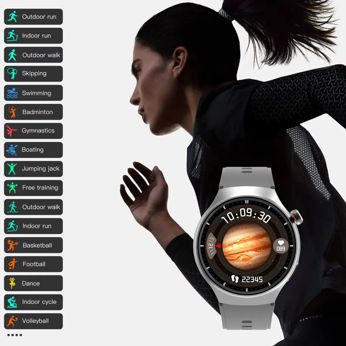 GENERICO - Reloj smartwatch unisex pack + audífonos + correa de cuero extra