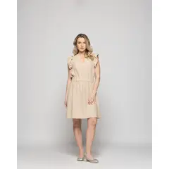 LUDOVICA - Vestido Mujer Abelia Corto Con Vuelos Beige