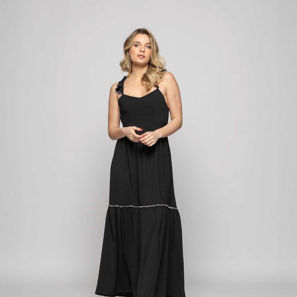 LUDOVICA - Vestido Mujer Vrisea Tirantes Blanco Negro Ludovica