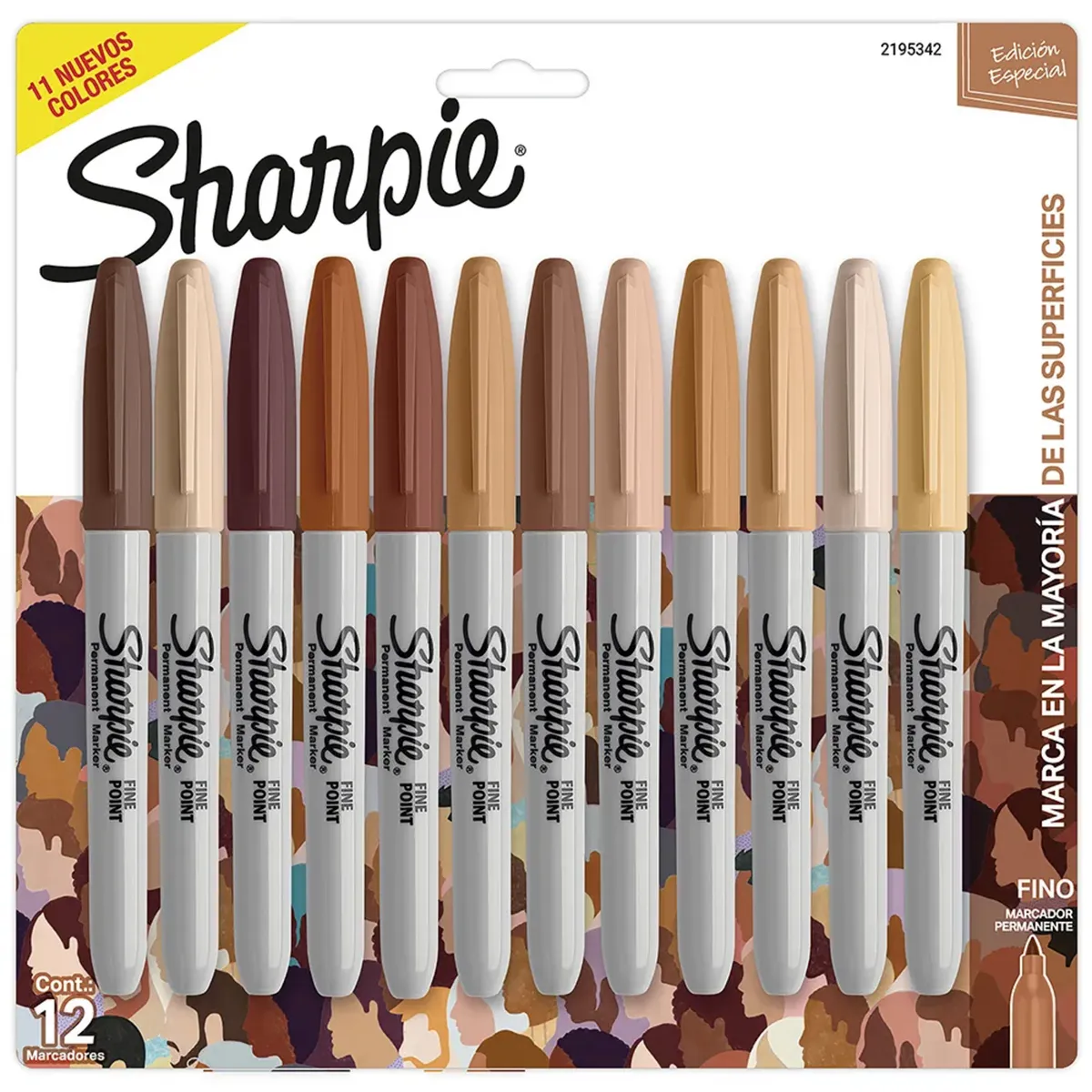 SHARPIE - Set de 12 Marcadores Sharpie Retratos Colores Piel Fino
