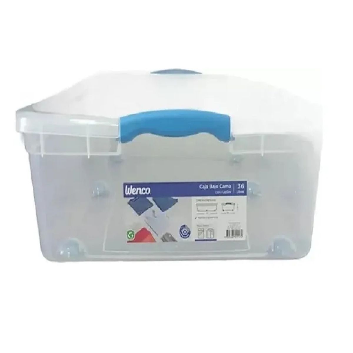 WENCO - Caja Organizadora Bajo Cama 36 L Con Ruedas Wenco 5 Unidades