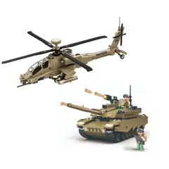 SLUBAN - Pack Tanque M1 Abrams + Helicoptero AH64 APACHE compatible Lego