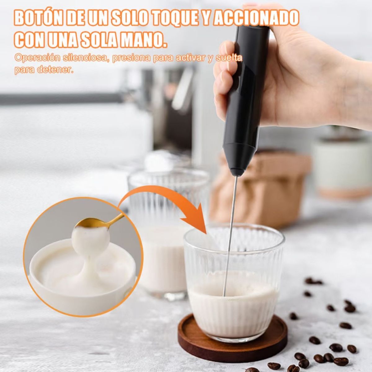 MOVI - Batidor y Espumador Eléctrico Pórtatil Para Café y Tragos