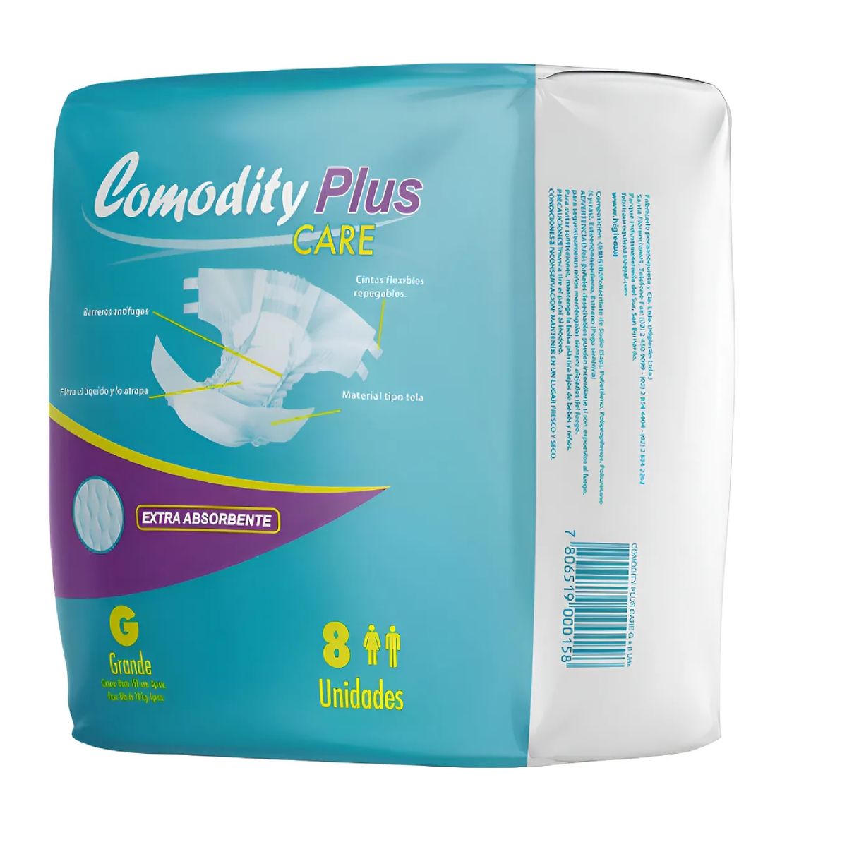 GENERICO - Pañal Adulto Higieclin Plus Care Talla G X8 Con Aloe Vera