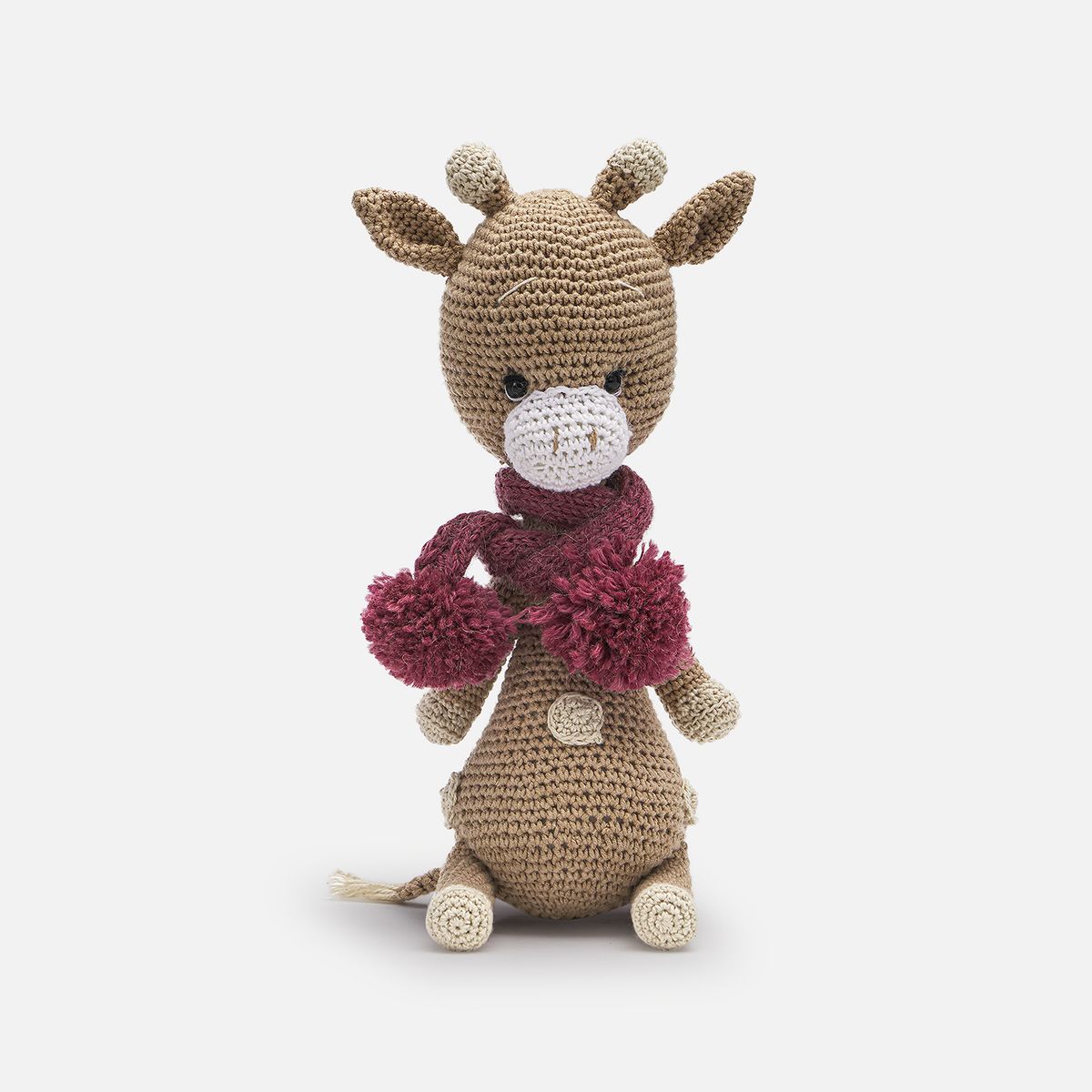 BABYROSEN - Amigurumi Jirafa Chocolate Bufanda Burdeo