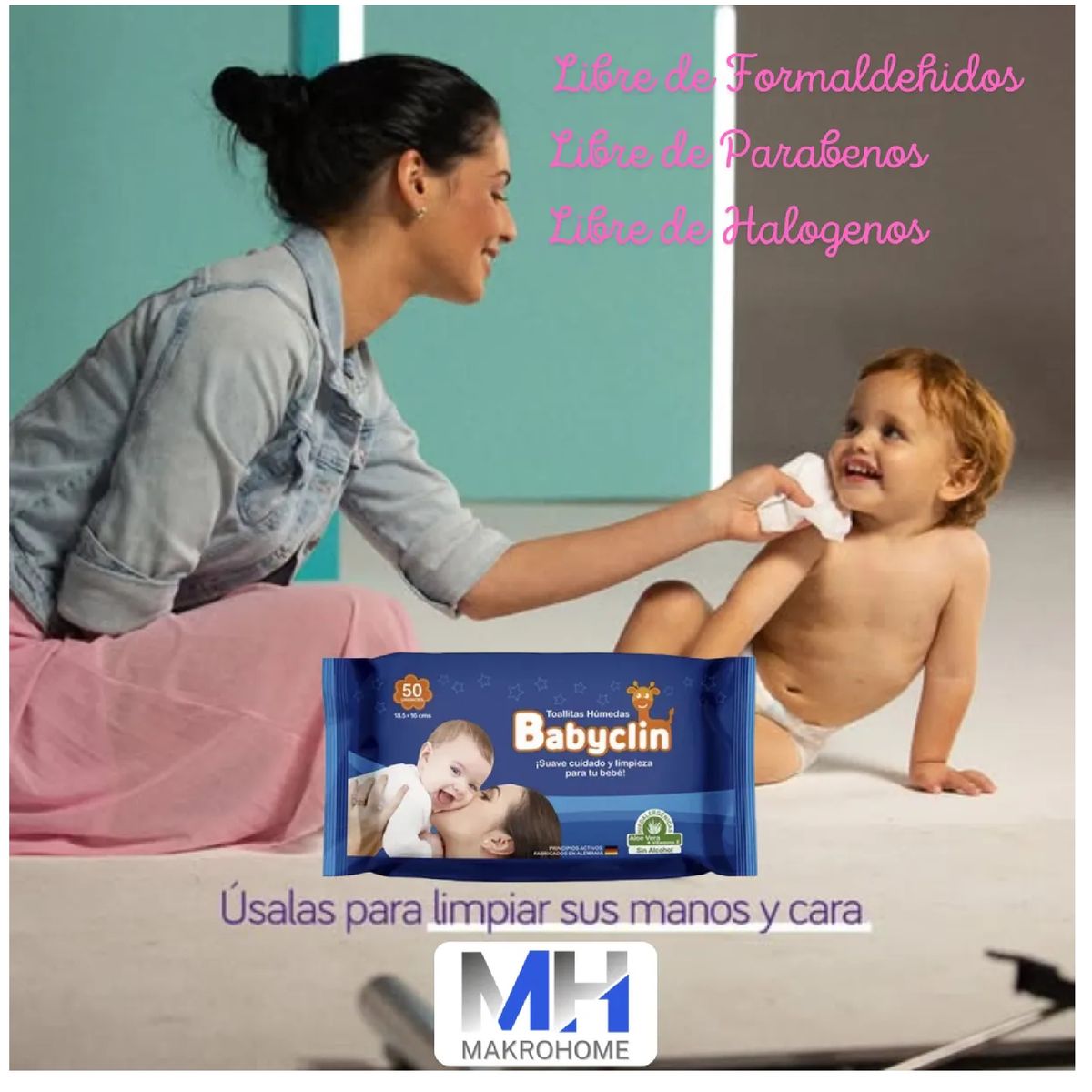 GENERICO - Toallitas Humedas Babyclin X50 Hipoalergenicas Con Aloe Vera