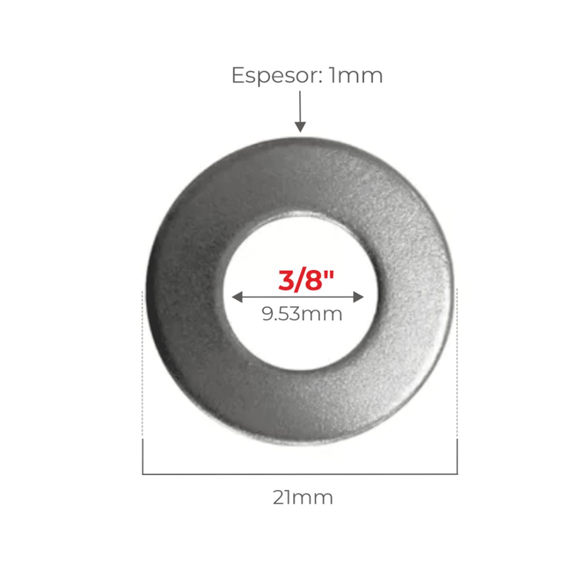 GENERICO - GOLILLA PLANA ZINCADA 3/8 CAJA 100 UNIDADES