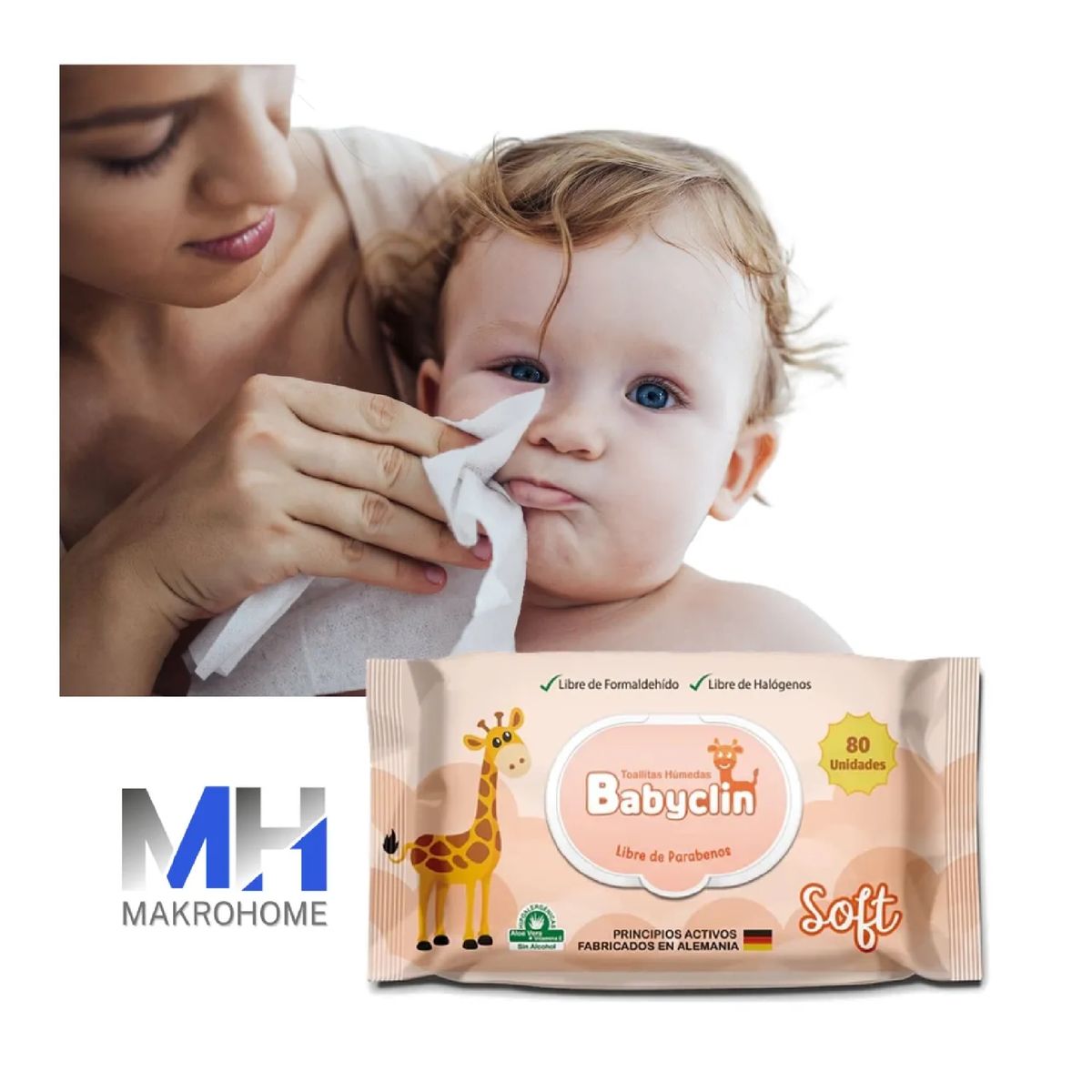 GENERICO - Toallas Humedas Babyclin Soft X80 Hipoalergenicas Aloe Vera