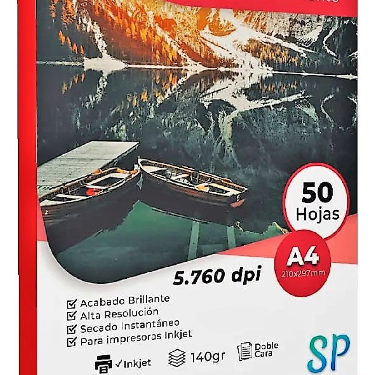 GENERICO - Papel Fotográfico Glossy Doble Cara A4 140 g X 50 Hojas