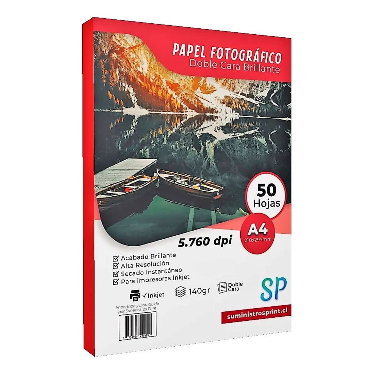 GENERICO - Papel Fotográfico Glossy Doble Cara A4 140 g X 50 Hojas