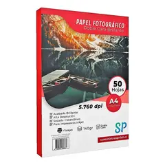 GENERICO - Papel Fotográfico Glossy Doble Cara A4 140 g X 50 Hojas
