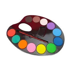 GENERICO - 12 Acuarelas Colores Escolar Con Paleta Y Pincel