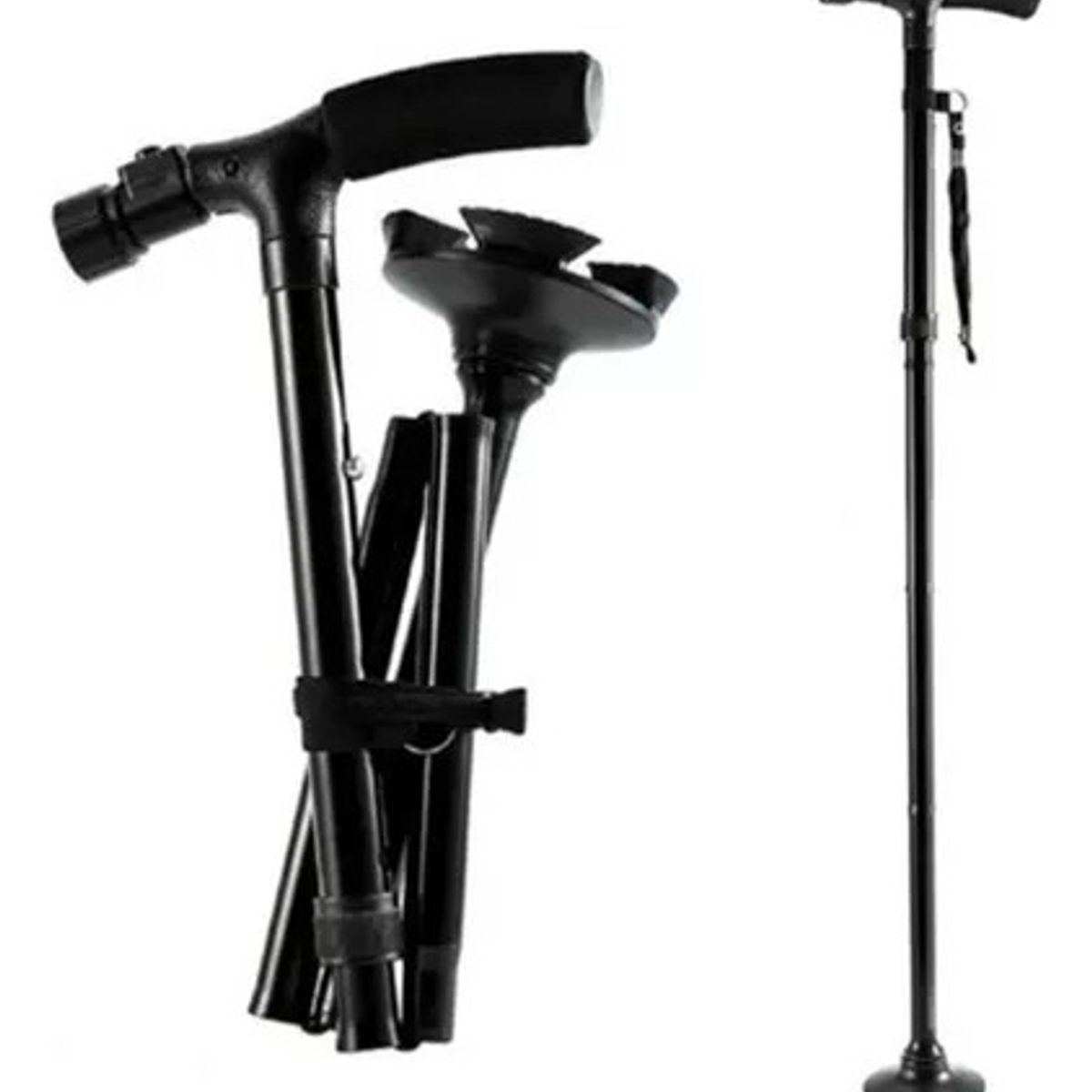 GENERICO - Baston Ortopedico Retractil Plegable Con Luz Led