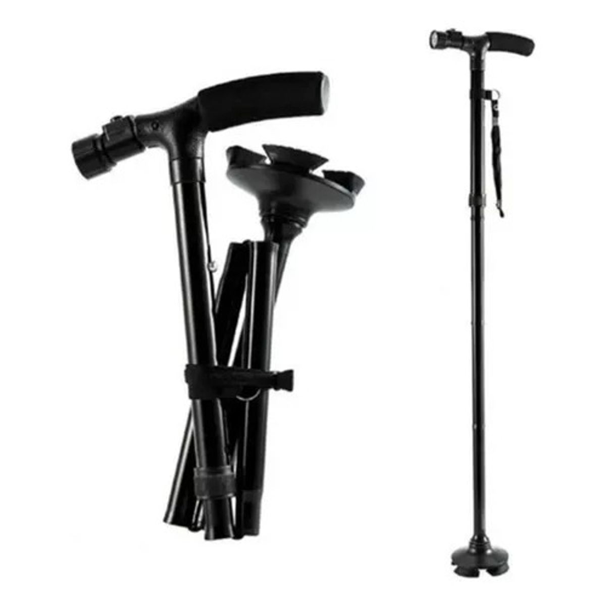 GENERICO - Baston Ortopedico Retractil Plegable Con Luz Led