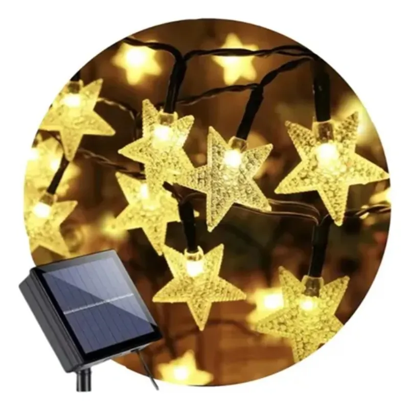 GENERICO - Guirnalda Solar LED de Estrellas - 4 Metros de Iluminación Cálida y Mágica