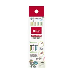 FILGO - Set 4 destacadores delgados colores pastel doble punta