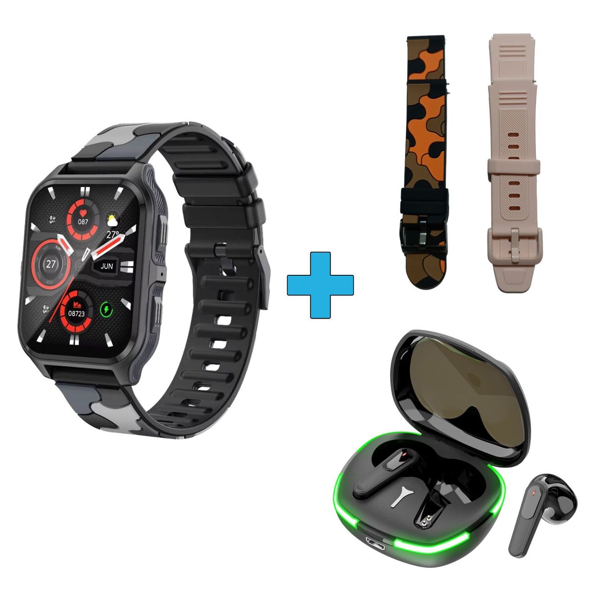 GENERICO - Reloj Smartwatch unisex + regalo audífonos + correa deportiva extra