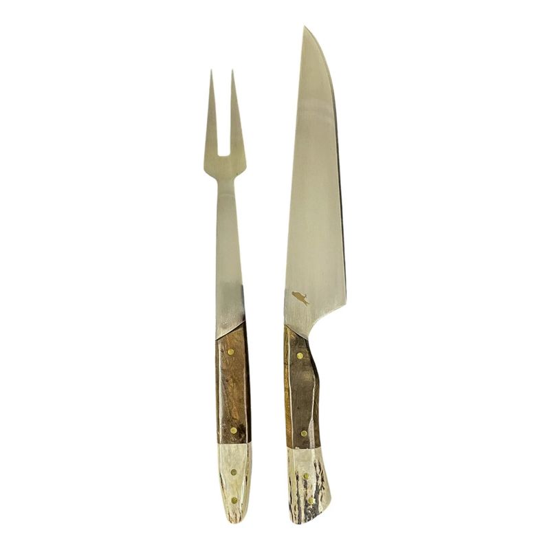RAUKA - Set Parrillero Cuchillo + Pincho Artesanal Rauka Acero Inoxidable 37cm