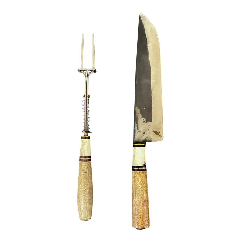 RAUKA - Set Parrillero Cuchillo + Pincho Artesanal Rauka Acero Inoxidable 32cm