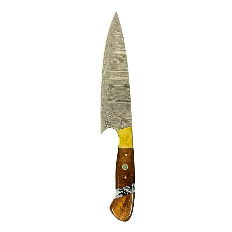 RAUKA - Cuchillo Chef Profesional Artesanal Rauka Acero Damasco 512 capas 32cm