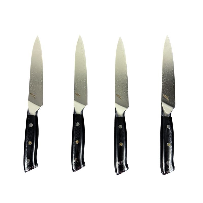RAUKA - Set de 4 Cuchillos de Mesa Rauka Acero Damasco 67 capas 22cm