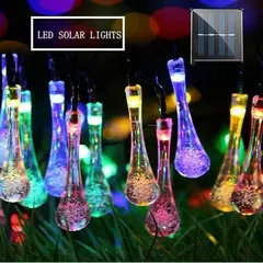 THIS IS FELIZ NAVIDAD - Guirnalda Solar LED de Gotas de Lluvia - 5 Metros Multicolor Fiestas