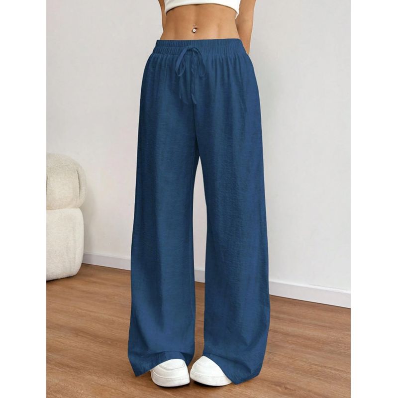 AGW - Pantalón Palazzo Lino Tela Liviana Verano Tiro Alto Elasticado