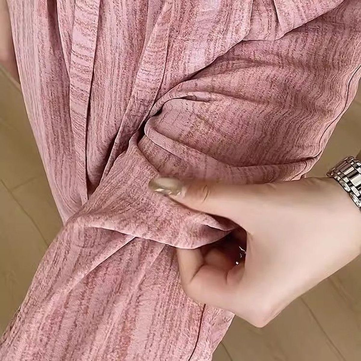 AGW - Pantalón Palazzo Lino Viscosa Tela Liviana Verano Tiro Alto Elasticado